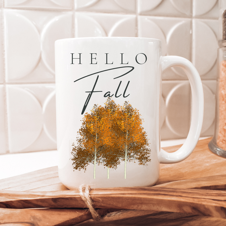 Autumn Trees Hello Fall Coffee Mug