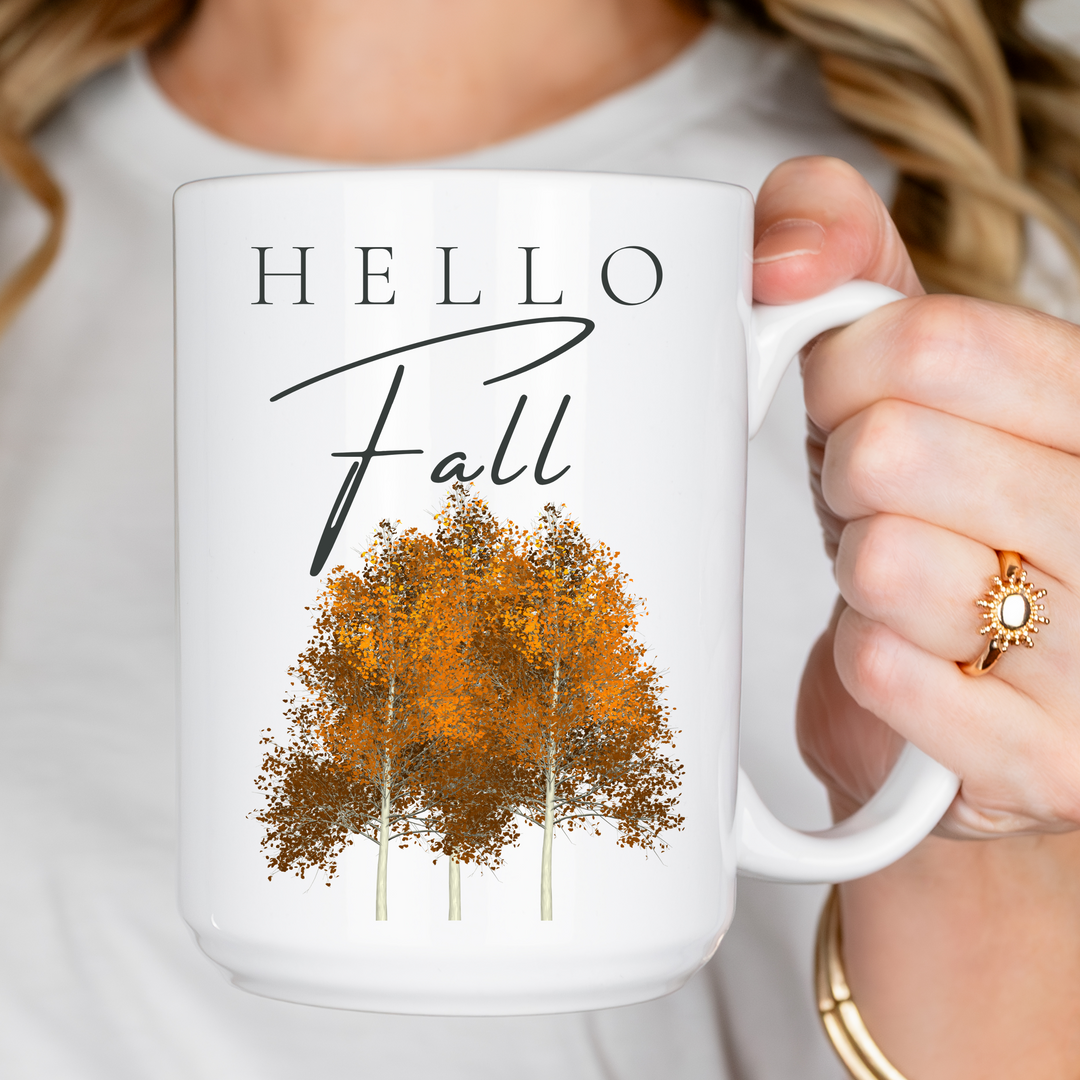 Autumn Trees Hello Fall Coffee Mug