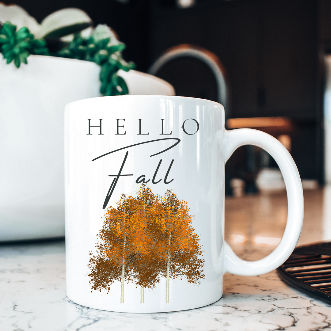 Autumn Trees Hello Fall Coffee Mug