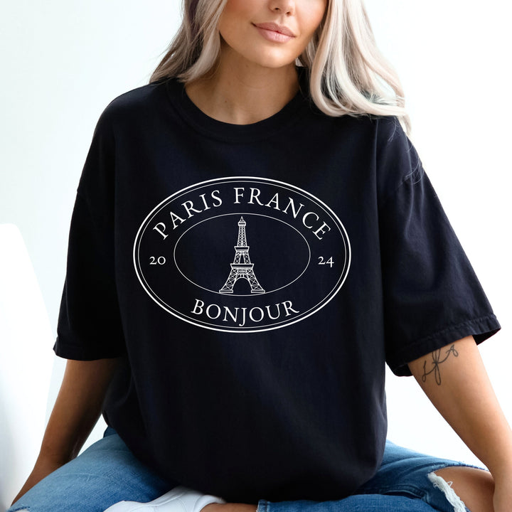 Bonjour Paris France T-Shirt, Eiffel Tower T Shirt