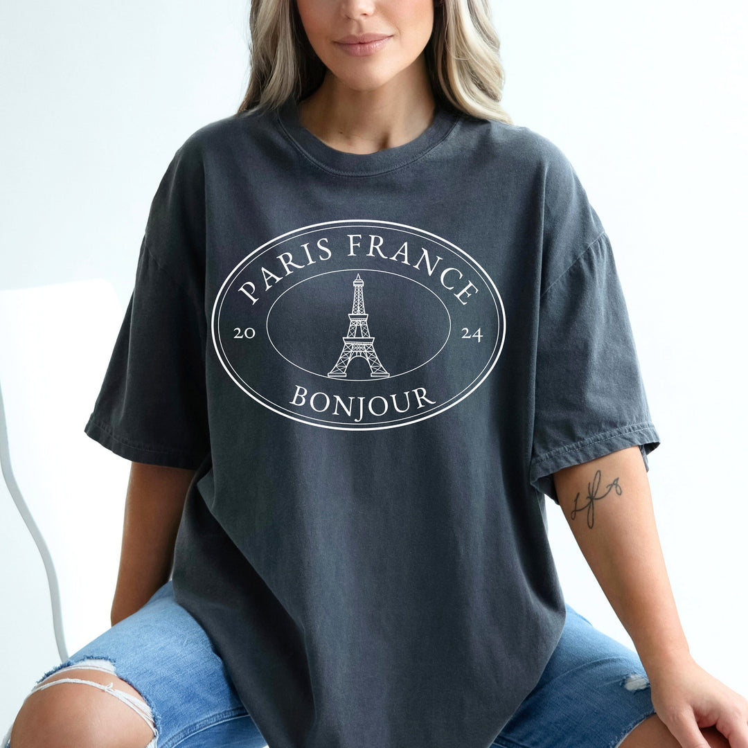 Bonjour Paris France T-Shirt, Eiffel Tower T Shirt