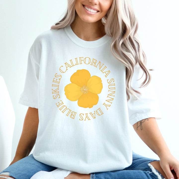 Sunny Days Blue Skies California Floral T Shirt