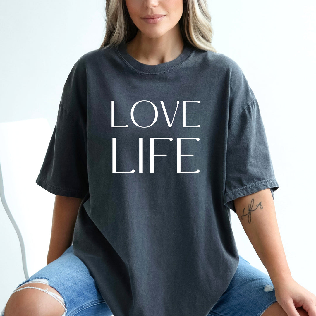 Retro Checkered Pattern Love Life T Shirt