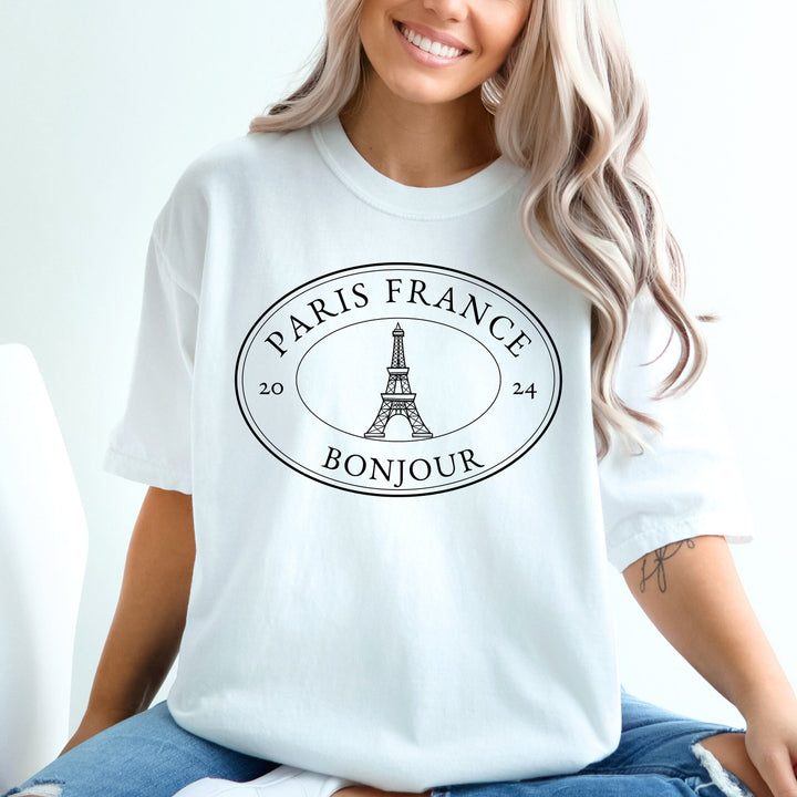 Bonjour Paris France T-Shirt, Eiffel Tower T Shirt