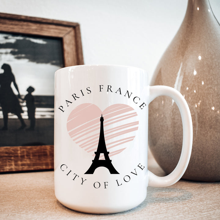 Paris France City of Love Heart Coffee Mug