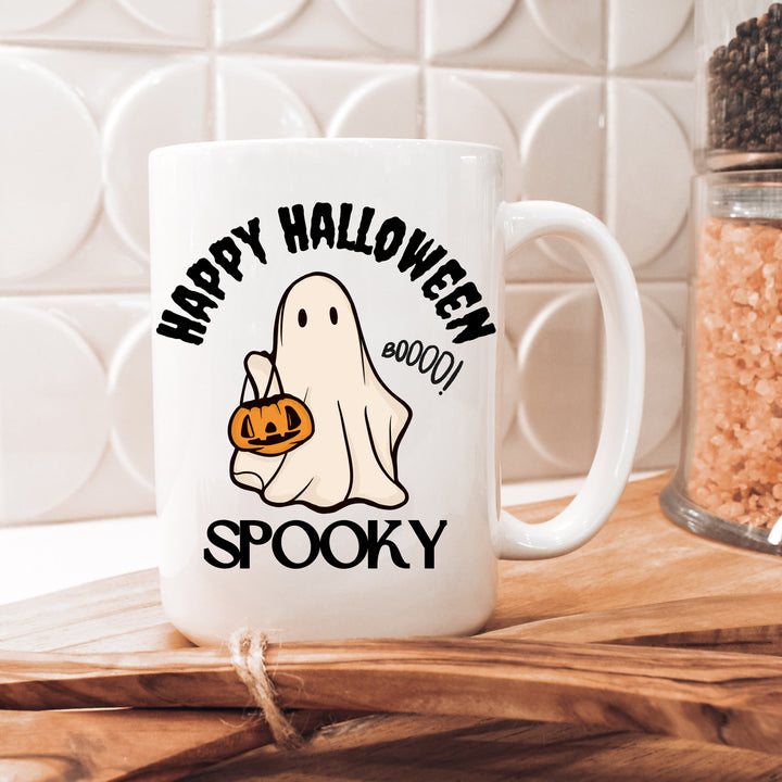 Happy Halloween Coffee Mug, Spooky Ghost Coffee Mug