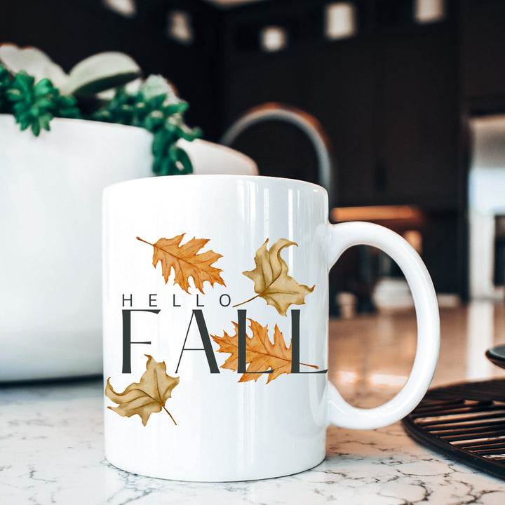 Hello Fall Leaves Coffee Mug