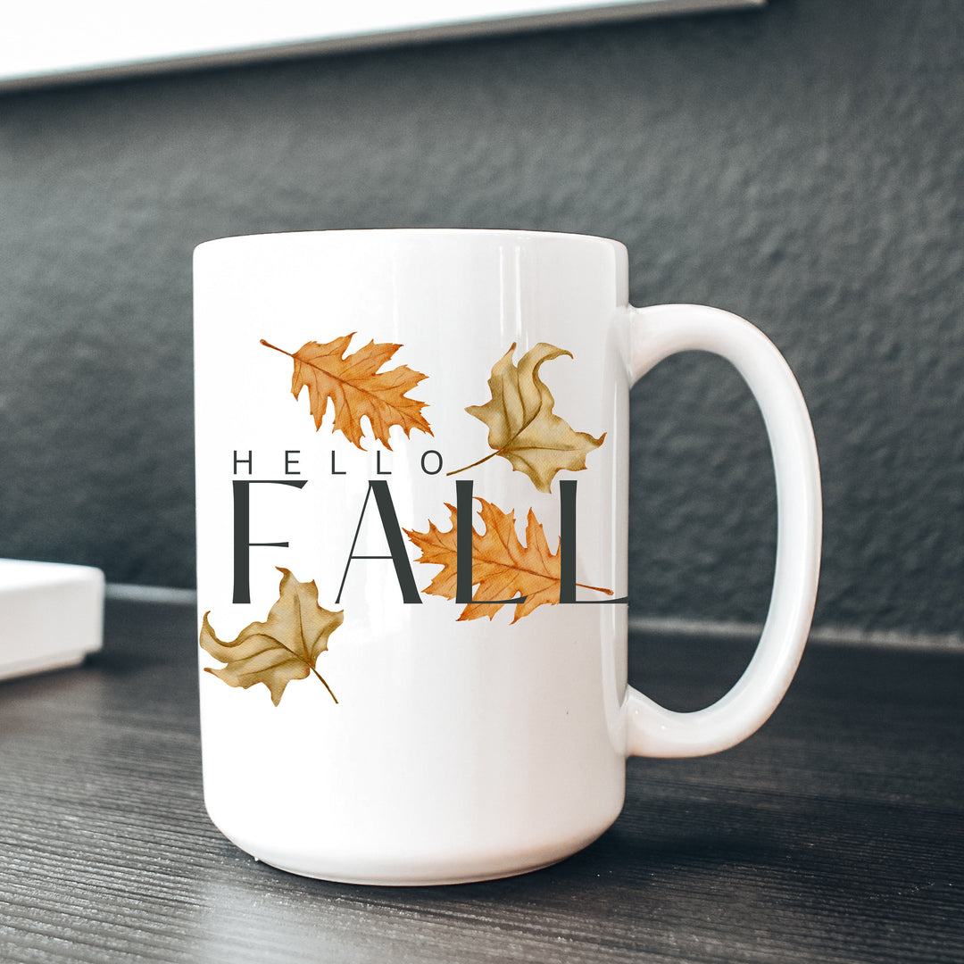 Hello Fall Leaves Coffee Mug