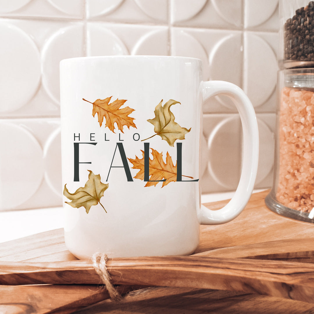 Hello Fall Leaves Coffee Mug