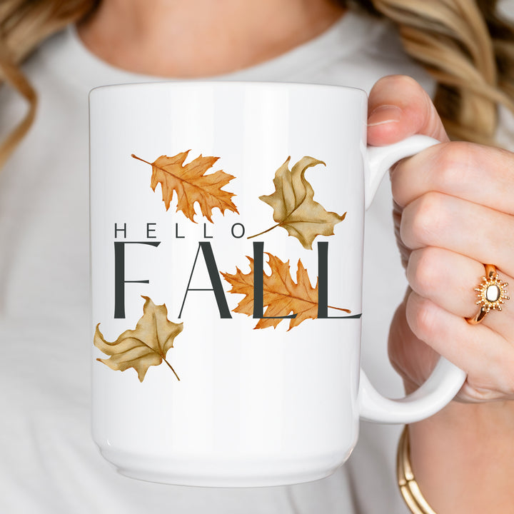 Hello Fall Leaves Coffee Mug