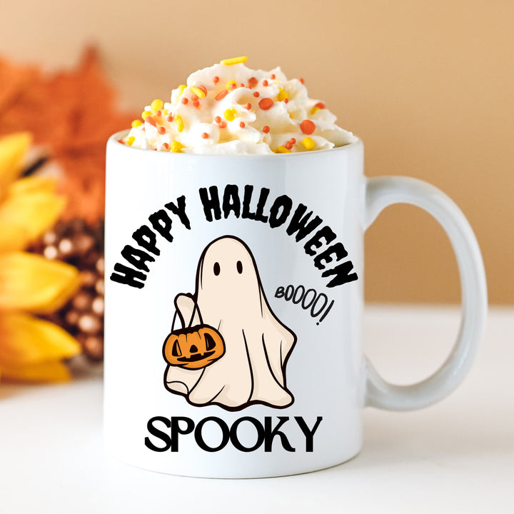 Happy Halloween Coffee Mug, Spooky Ghost Coffee Mug