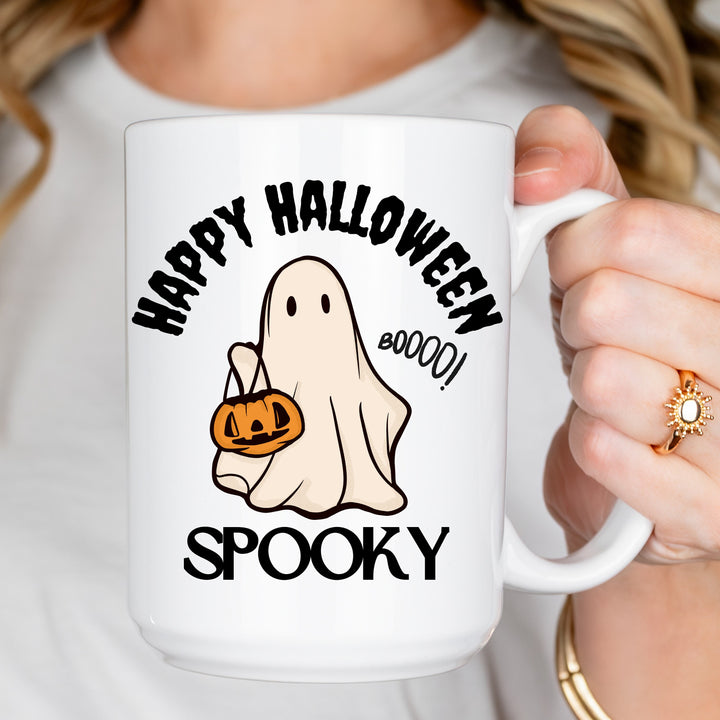 Happy Halloween Coffee Mug, Spooky Ghost Coffee Mug