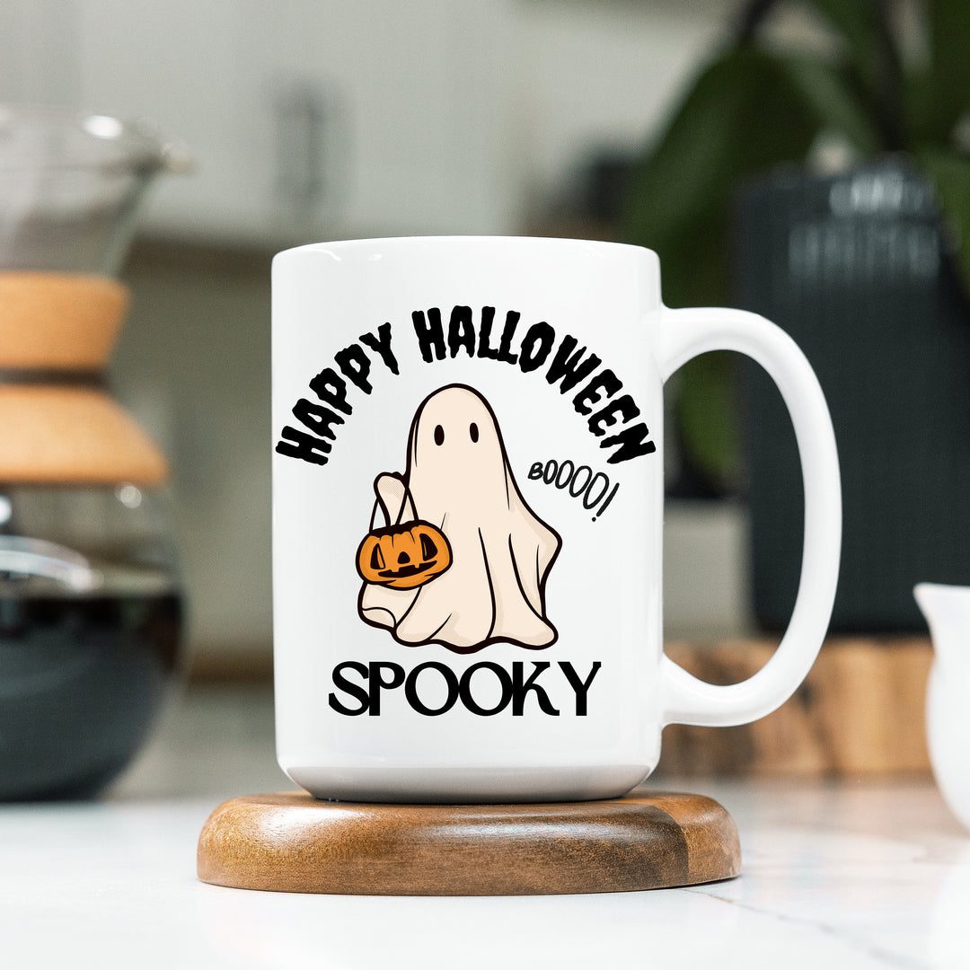 Happy Halloween Coffee Mug, Spooky Ghost Coffee Mug