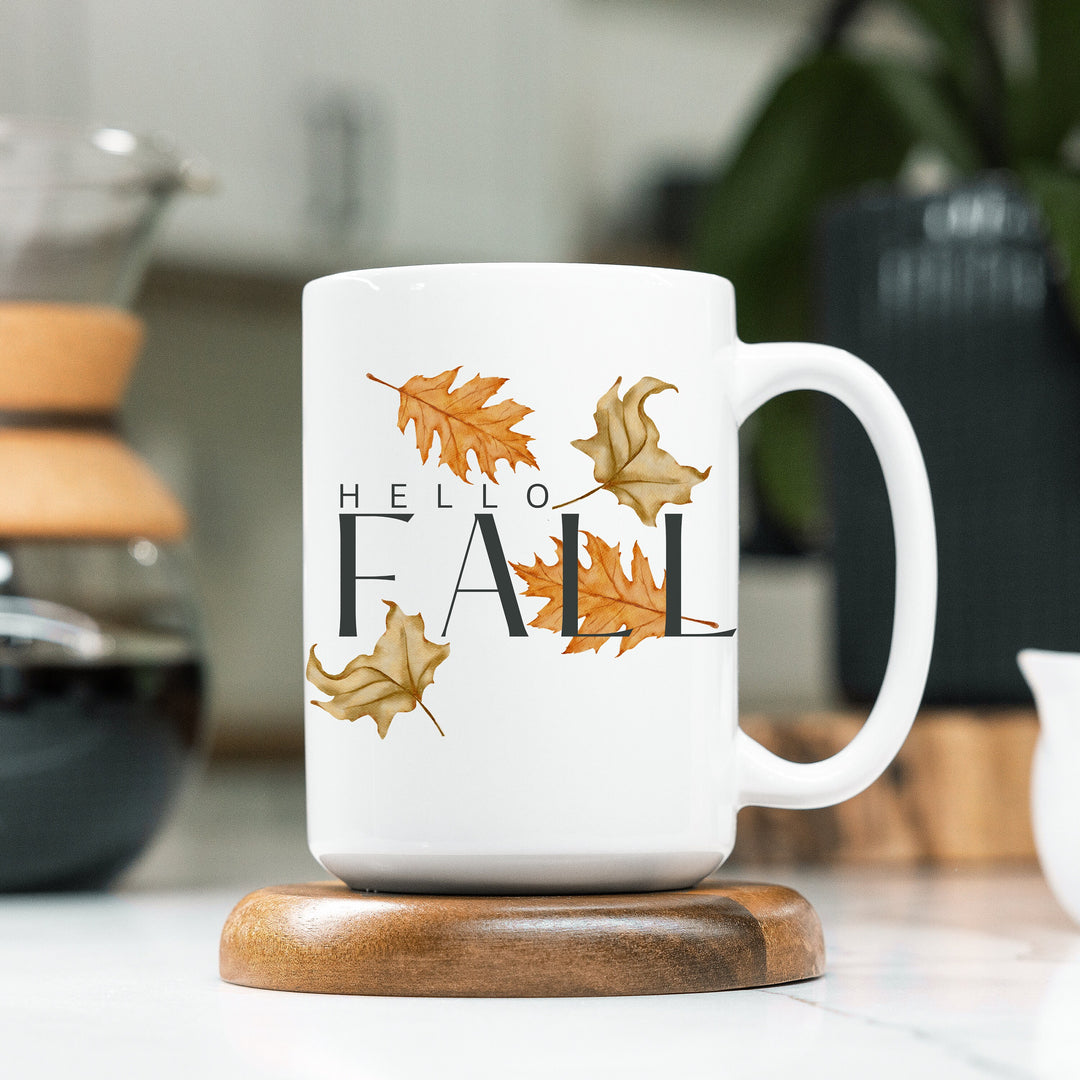 Hello Fall Leaves Coffee Mug