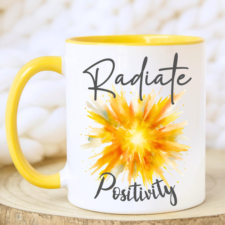 Radiate Positivity Mug, Positive Morning Quote Mug, Affirmation Mug Gift, Morning Motivational Mug, Positive Vibes Daily Reminder Mug Gift