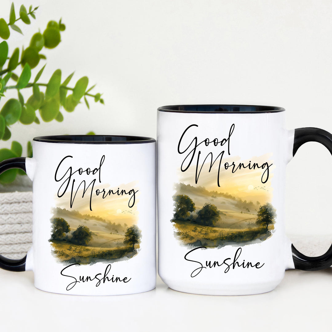 Sunrise Landscape Mug, Good Morning Sunshine Coffee Mugs, Good Morning Mug, Sunshine Mugs, Cute Sun Coffee Mugs, Sun Coffee Cup, Sunny Mug