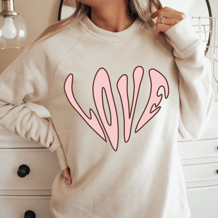 Retro Love Heart Crewneck Sweatshirt