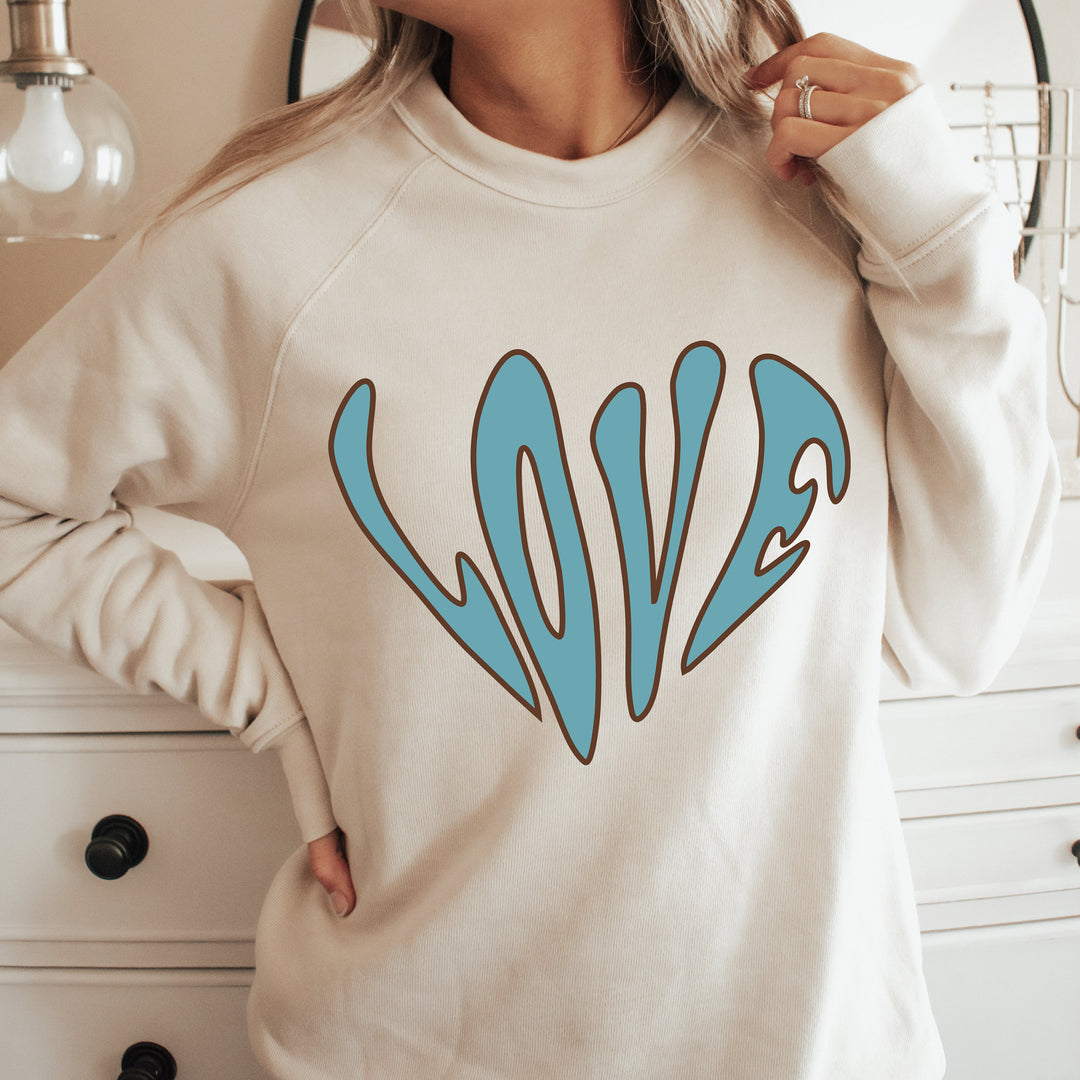 Retro Love Heart Crewneck Sweatshirt