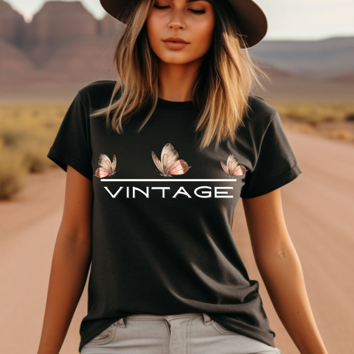 Vintage Themed Black T Shirt