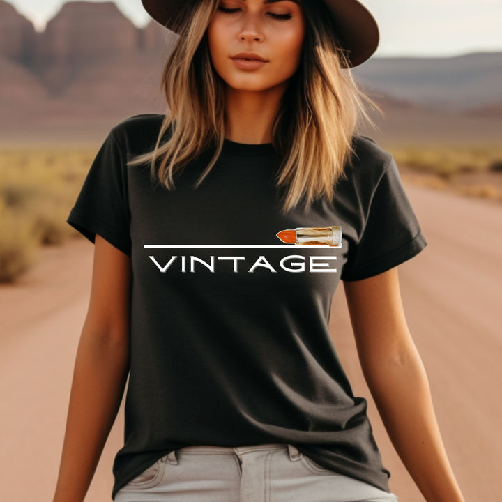 Vintage Themed Black T Shirt