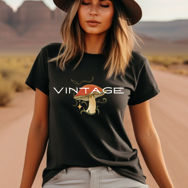 Vintage Themed Black T Shirt